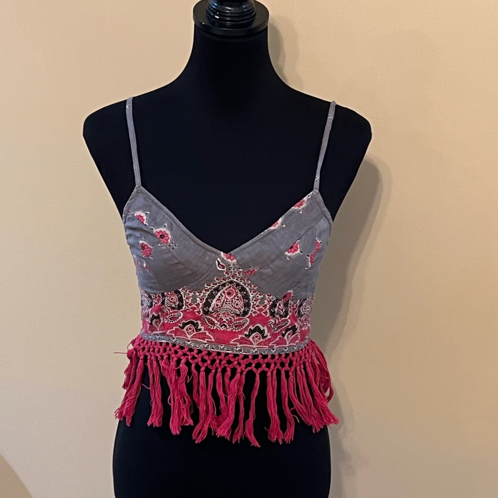 We The Free brown Embellished Crop Camisole XS